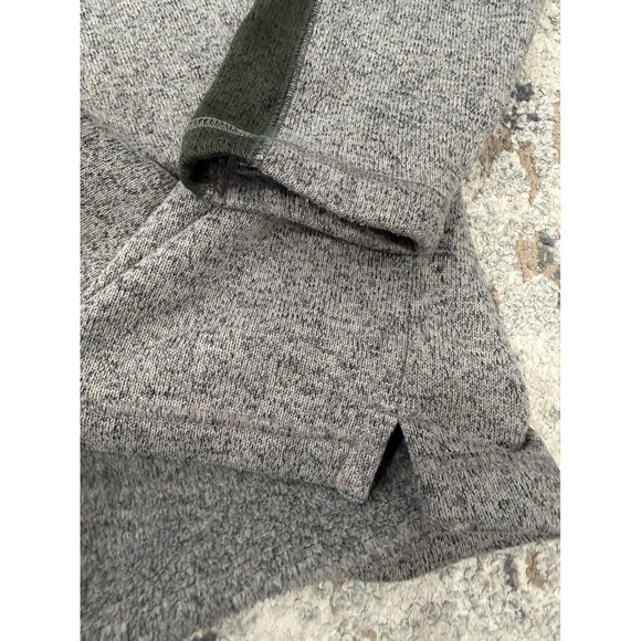 Eddie Bauer Mens Large Gray Sherpa Lined Sweater Fleece Crewneck Olive Stripe - Picture 4 of 11